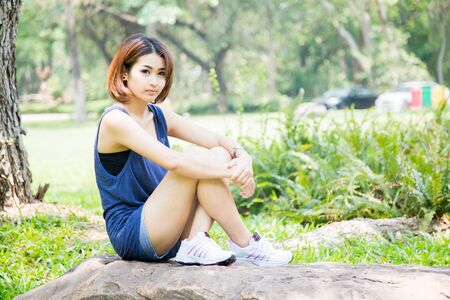 Asian woman in vintage style.の写真素材