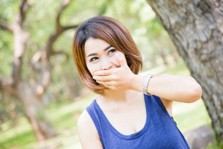 Asian woman in vintage style.の写真素材