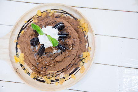 ice cream with chocolate icing