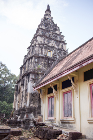 Temple stone in the forestの写真素材