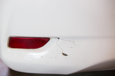 white  car is  broke.の写真素材