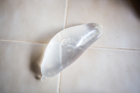 testing use water filll in condomの写真素材