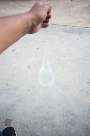 testing use water filll in condomの写真素材