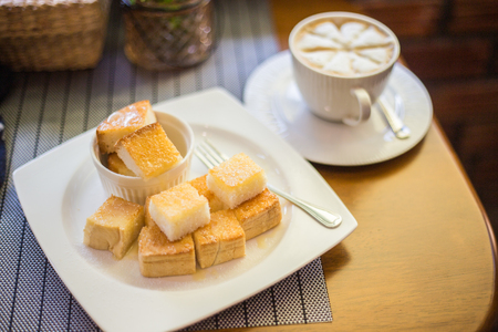 Breakfast have a toast on the tableの写真素材