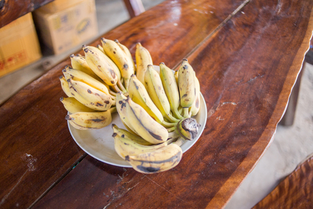 banana on the tableの写真素材