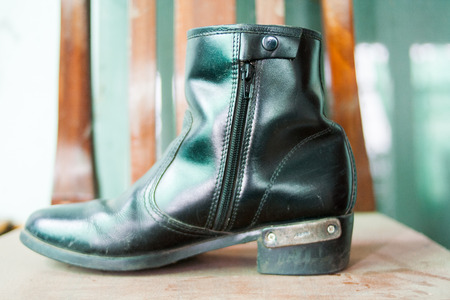 black boots in military  styleの写真素材