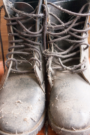black boots in military  styleの写真素材