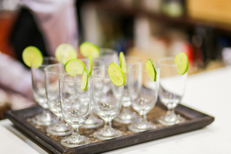 Preparing glass for magaritta and cocktail