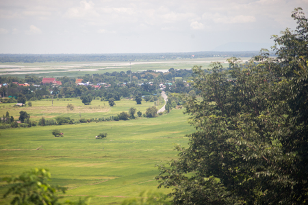 landscape farm with blue skyの写真素材