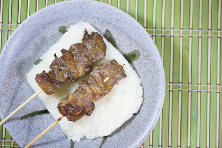 beef barbecue on dishの写真素材