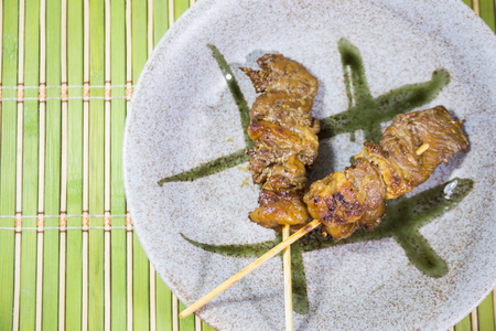 beef barbecue on dishの写真素材