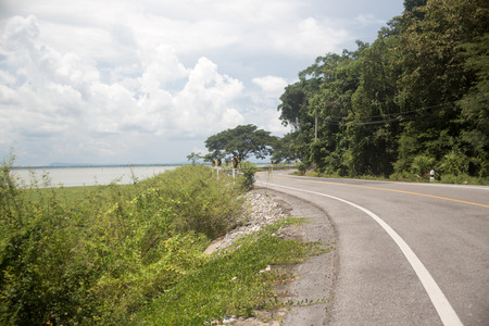 road is near the riverの写真素材