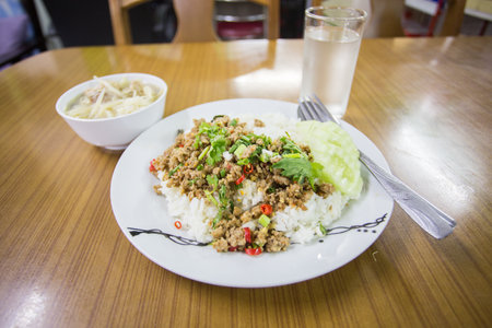 Street foods are 
rice and curry in Thailand.の写真素材