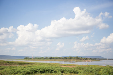 RIVERSIDE is the side or bank of a riverの写真素材