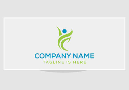Green leafs bio logo organic. Bio logo. Fitness logo design. Sportsman symbol. Health Leaf Logo Templateのイラスト素材
