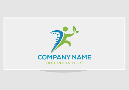 Green leafs bio logo organic. Bio logo. Fitness logo design. Sportsman symbol. Health Leaf Logo Templateのイラスト素材