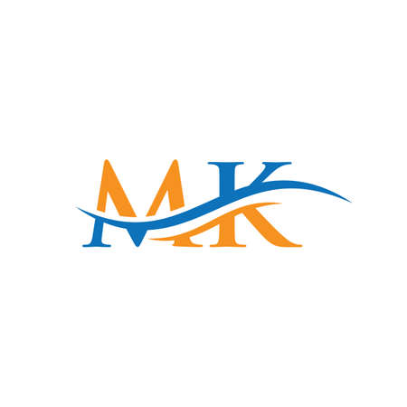 Initial MK letter linked logo vector template. Swoosh letter RR logo design. MK Logo design vectorのイラスト素材