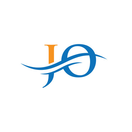 Swoosh Letter JO Logo Design for business and company identity. Water Wave JO Logo with modern trendyのイラスト素材