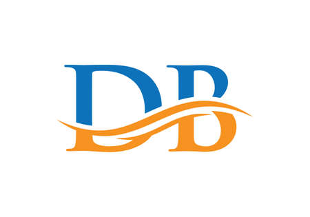 Swoosh Letter DB Logo Design for business and company identity. Water Wave DB Logo with modern trendyのイラスト素材