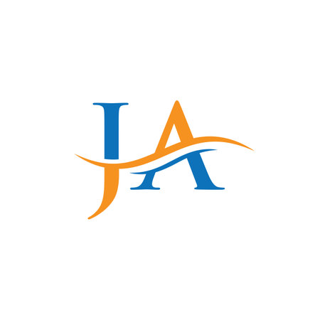 Premium Letter JA Logo Design with water wave concept. JA letter logo design with modern trendyのイラスト素材