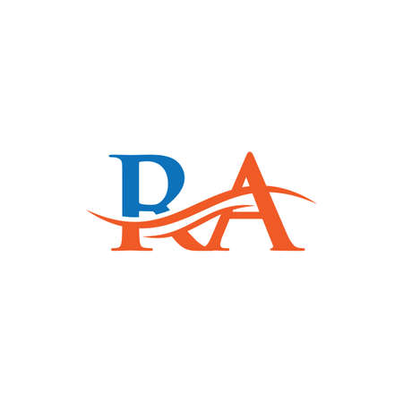 Premium Letter RA Logo Design with water wave concept. RA letter logo design with modern trendyのイラスト素材
