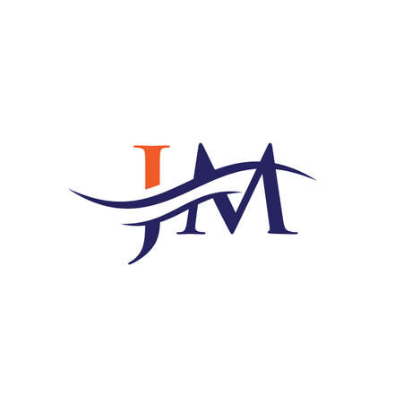 Premium Letter JM Logo Design with water wave concept. JM letter logo design with modern trendyのイラスト素材