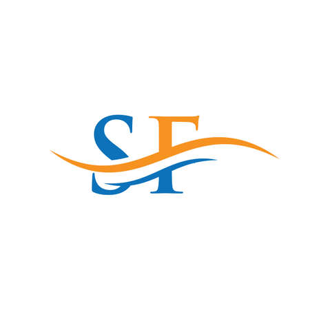 Water Wave SF Logo Vector. Swoosh Letter SF Logo Design for business and company identity.のイラスト素材