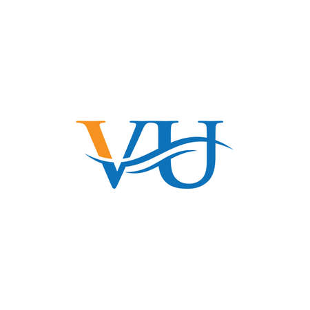 Premium Letter VU Logo Design with water wave concept. VU letter logo design with modern trendyのイラスト素材