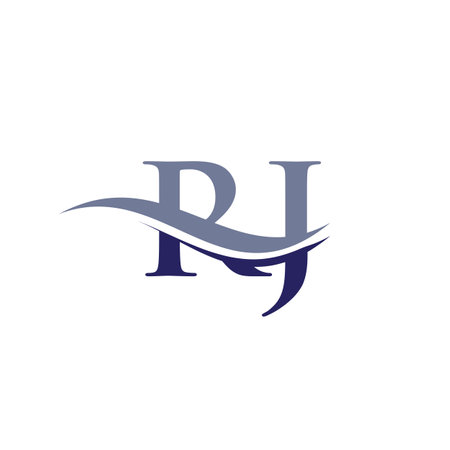 Swoosh Letter RJ Logo Design for business and company identity. Water Wave RJ Logo with modern trendyのイラスト素材
