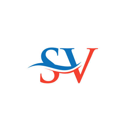 Water Wave SV Logo Vector. Swoosh Letter SV Logo Design for business and company identity.のイラスト素材