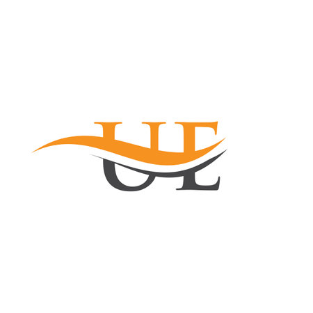 Swoosh Letter UE Logo Design for business and company identity. Water Wave UE Logo with modern trendyのイラスト素材