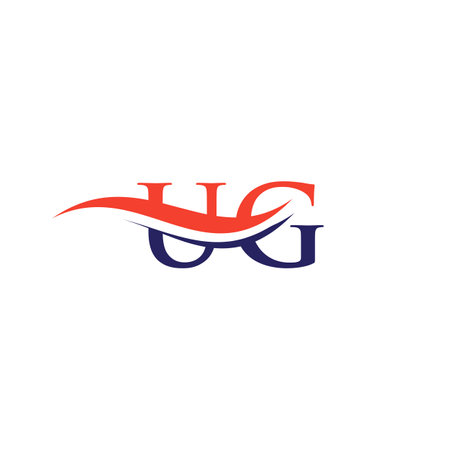 Water Wave UG Logo Vector. Swoosh Letter UG Logo Design for business and company identity.のイラスト素材