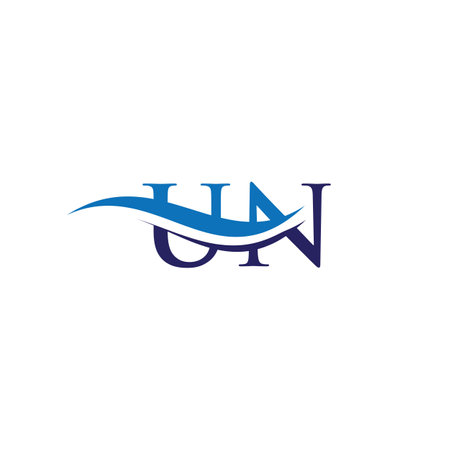Initial UN letter linked logo vector template. Swoosh letter TN logo design. UN Logo design vectorのイラスト素材