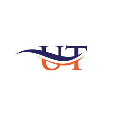 Swoosh Letter UT Logo Design for business and company identity. Water Wave UT Logo with modern trendyのイラスト素材
