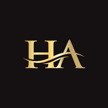 Water Wave HA Logo Vector. Swoosh Letter HA Logo Design for business and company identity.のイラスト素材