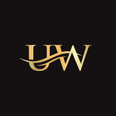 Initial linked letter UW logo design. Modern letter UW logo design vector with modern trendyのイラスト素材