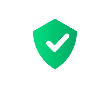 Check mark icon. tick symbol. positive check mark logo flat icon. Check mark icon with Shield vectorのイラスト素材