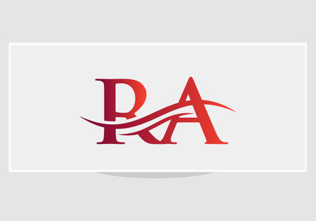 RA logo Design. Premium Letter RA Logo Design with water wave conceptのイラスト素材