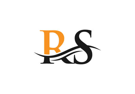 Water Wave RS Logo Vector. Swoosh Letter RS Logo Design for business and company identityのイラスト素材