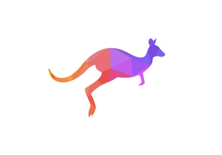 Creative kangaroo nature logo design concept, running kangaroo. Kangaroo vector logo design.のイラスト素材