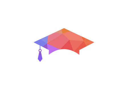 Graduation hat cap flat icon. Graduation university square cap icon isolated on white backgroundのイラスト素材