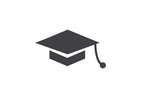 Graduation hat cap flat icon. Graduation university square cap icon isolated on white backgroundのイラスト素材