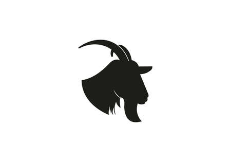 Stylized silhouette face goat. Goat head logo vectorのイラスト素材