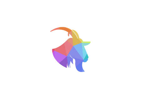 Stylized silhouette face goat. Goat head logo vectorのイラスト素材