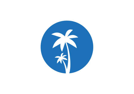 Palm tree design vector. Tropical beach and palm tree logo design. Creative simple palm tree vector logo designのイラスト素材