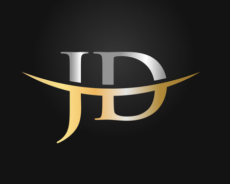 Initial Gold JD letter logo design. JD logo design vector templateのイラスト素材