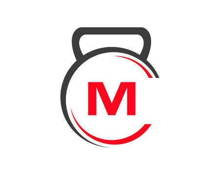 Gym with M letter. Fitness with M letter concept.のイラスト素材