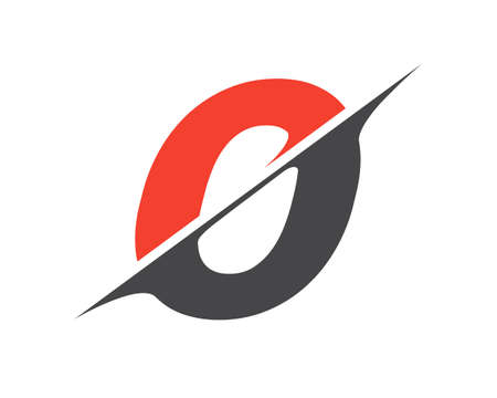 O sliced letter. Modern O letter with Slash concept. Initial monogram letter O design Vector.のイラスト素材