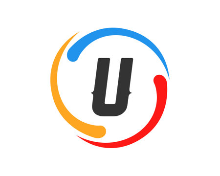 Technology logo design with U letter concept. U Letter technology logoのイラスト素材