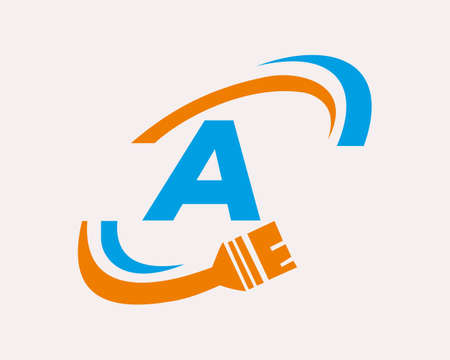 Paint logo with A letter concept. A letter House Painting Logo Designのイラスト素材